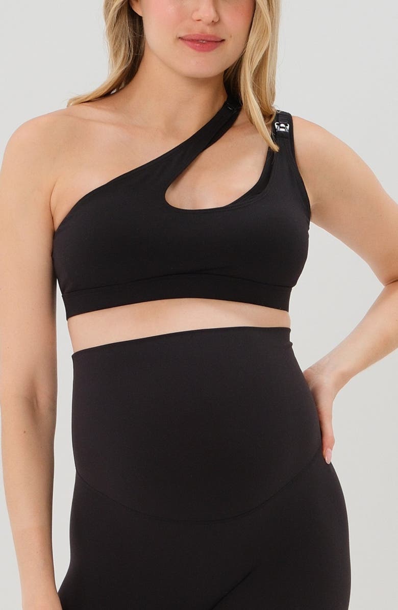 AXK Women's Cross Body Nursing Bra With Easy-Release Breastfeeding Clips and One-Shoulder Design, Main, color, Black