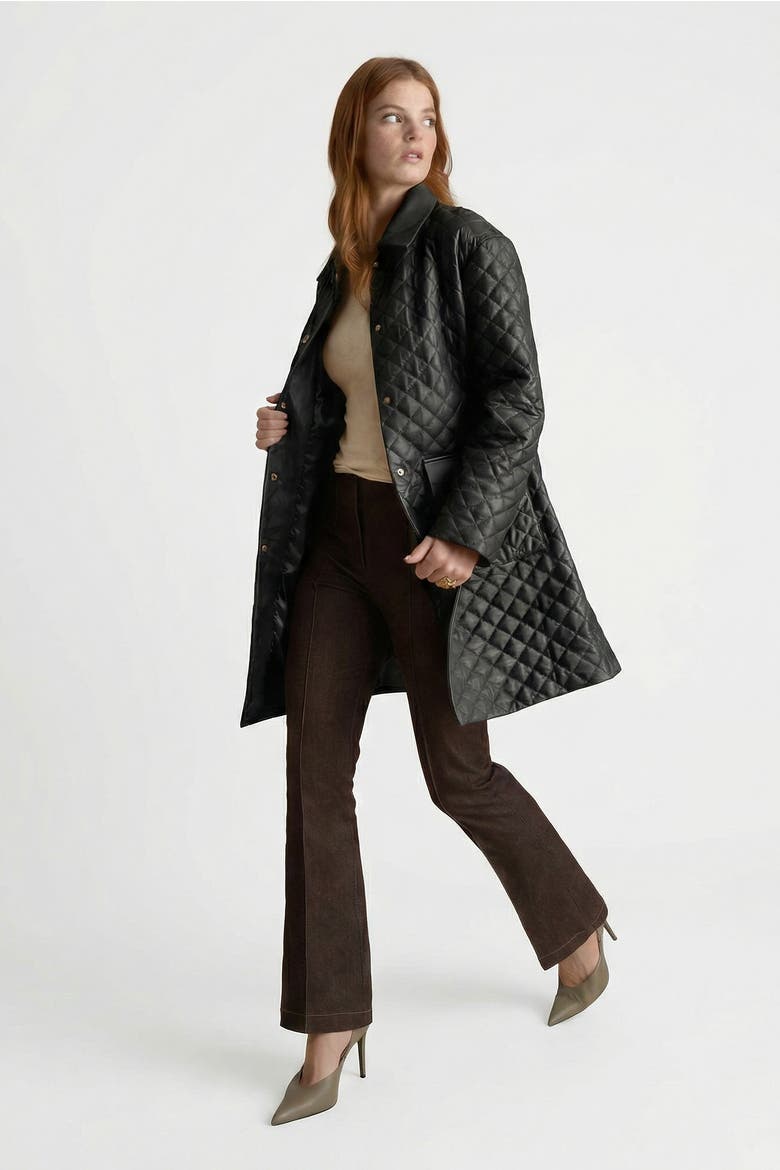 Holland Quilted Leather Coat, Alternate, color, Black