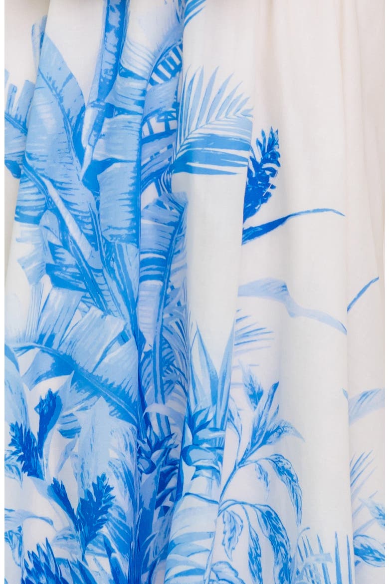 Frond Print Midi Dress, Alternate, color, IVORY BLUE