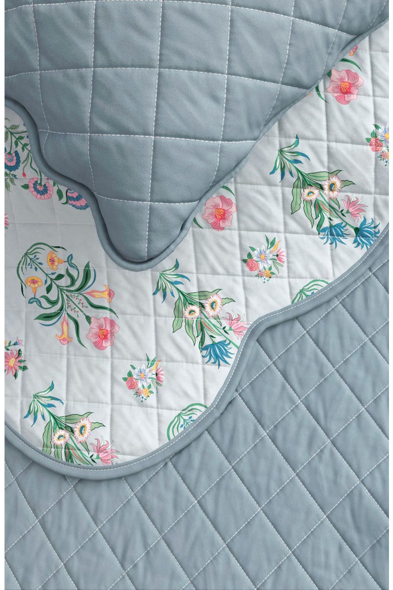 Floral Scalloped Cotton Quilt & Sham Set, Alternate, color, THRIVING FLOWERS