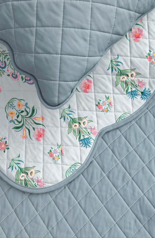 Woven & Weft Floral Cotton Scalloped Quilt & Sham Set In Thriving Flowers