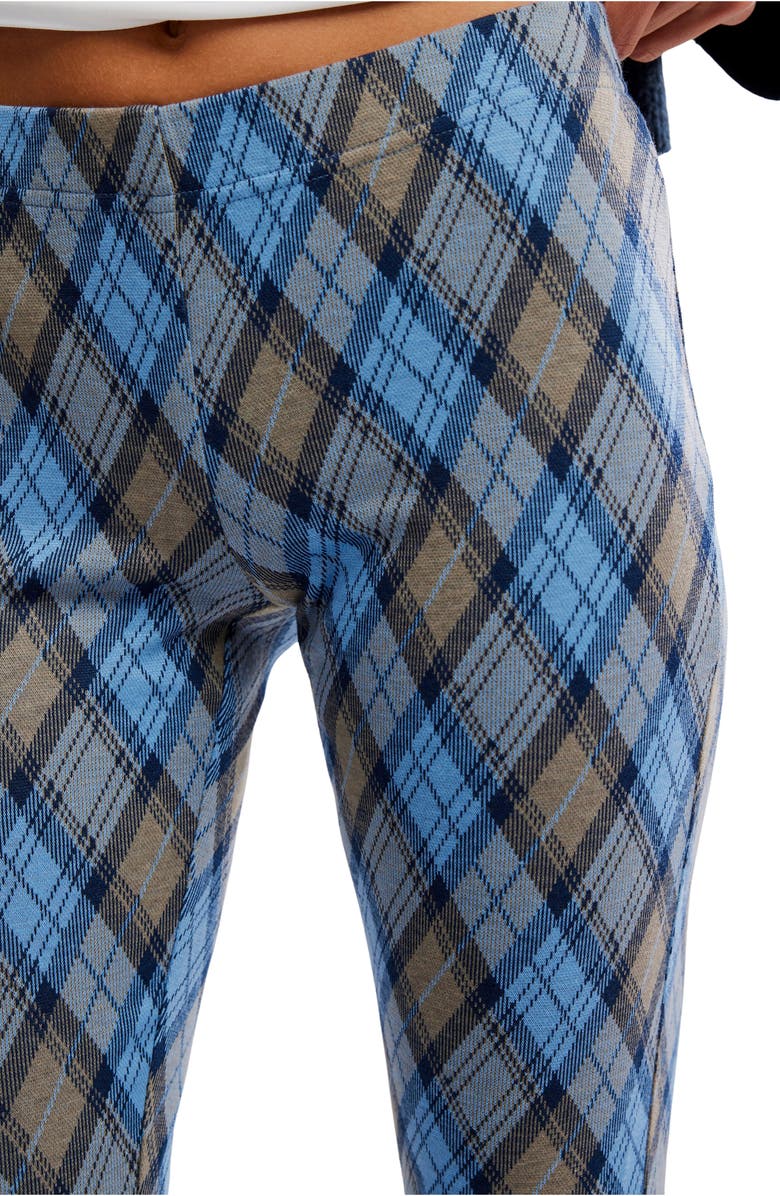 Free People Chloe Plaid Flare Leg Knit Pants, Alternate, color, Periwinkle Combo