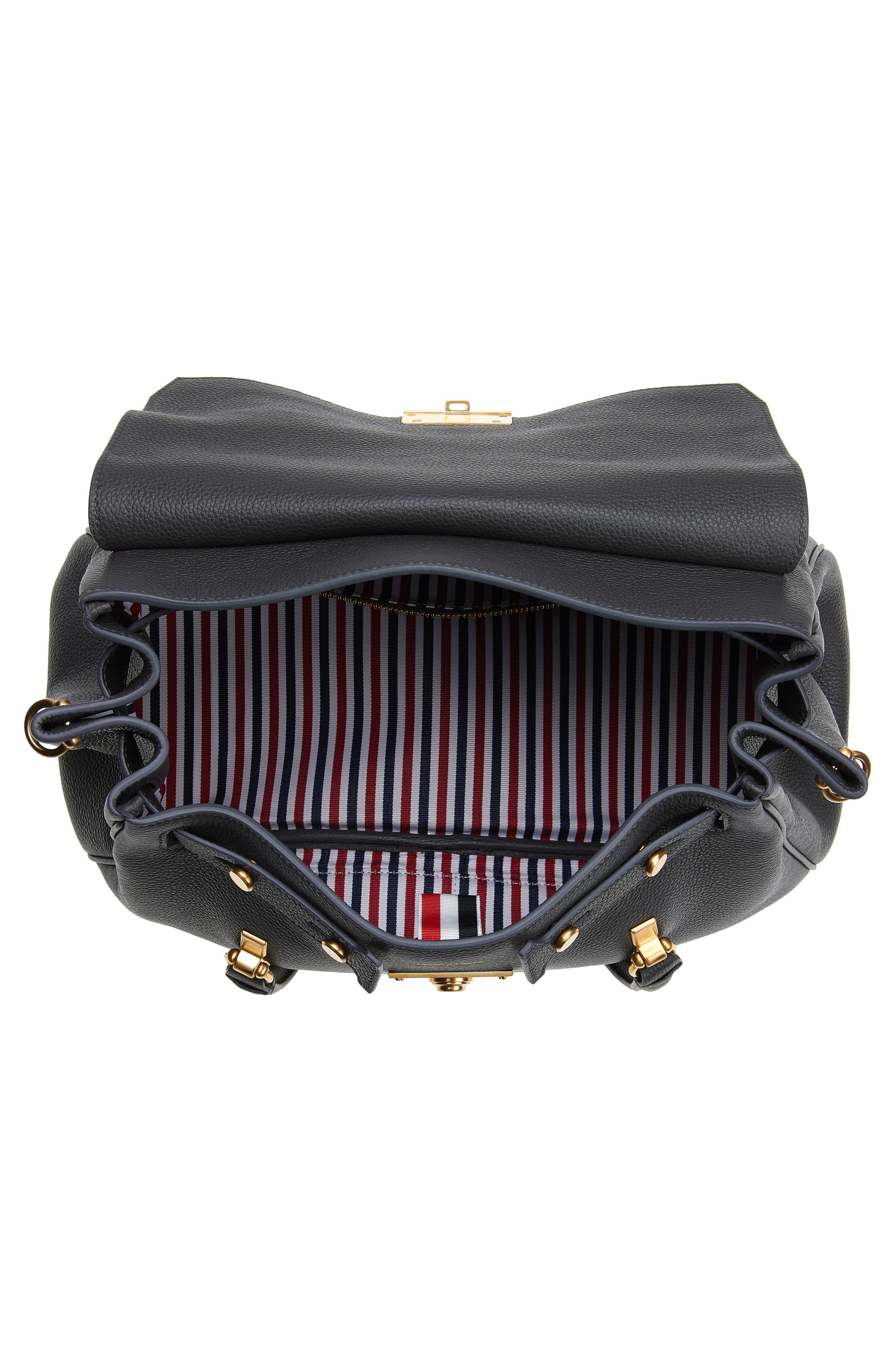 Thom Browne Bolton Pebble Grain Leather Satchel, Alternate, color, Black