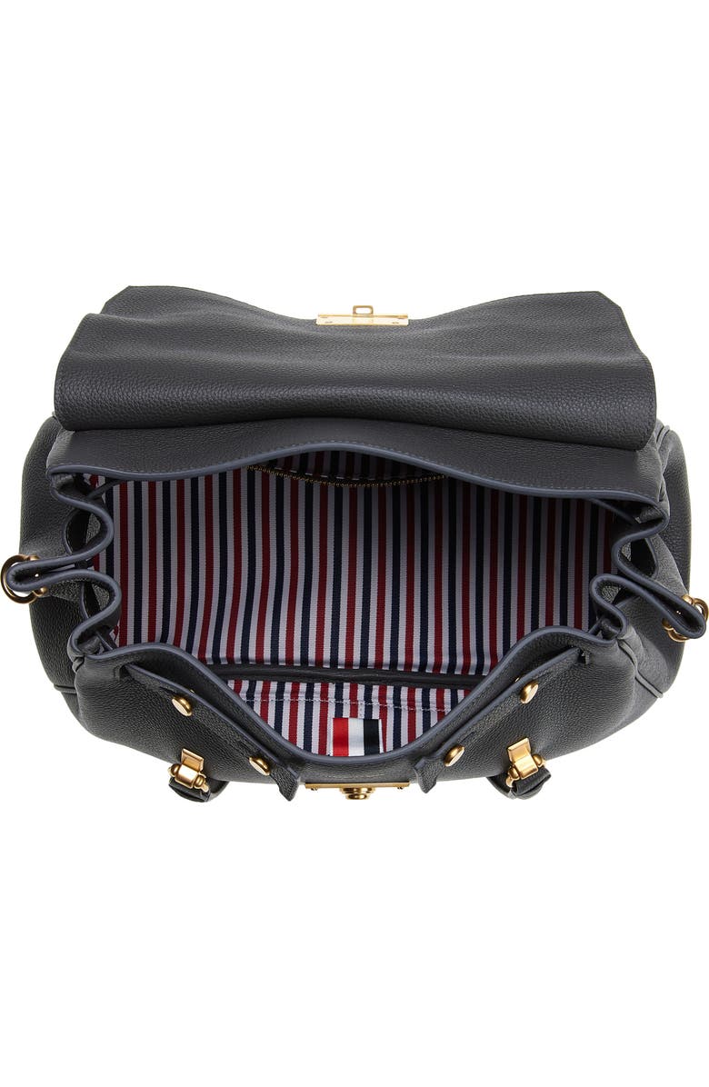 Thom Browne Bolton Pebble Grain Leather Satchel, Alternate, color, Black