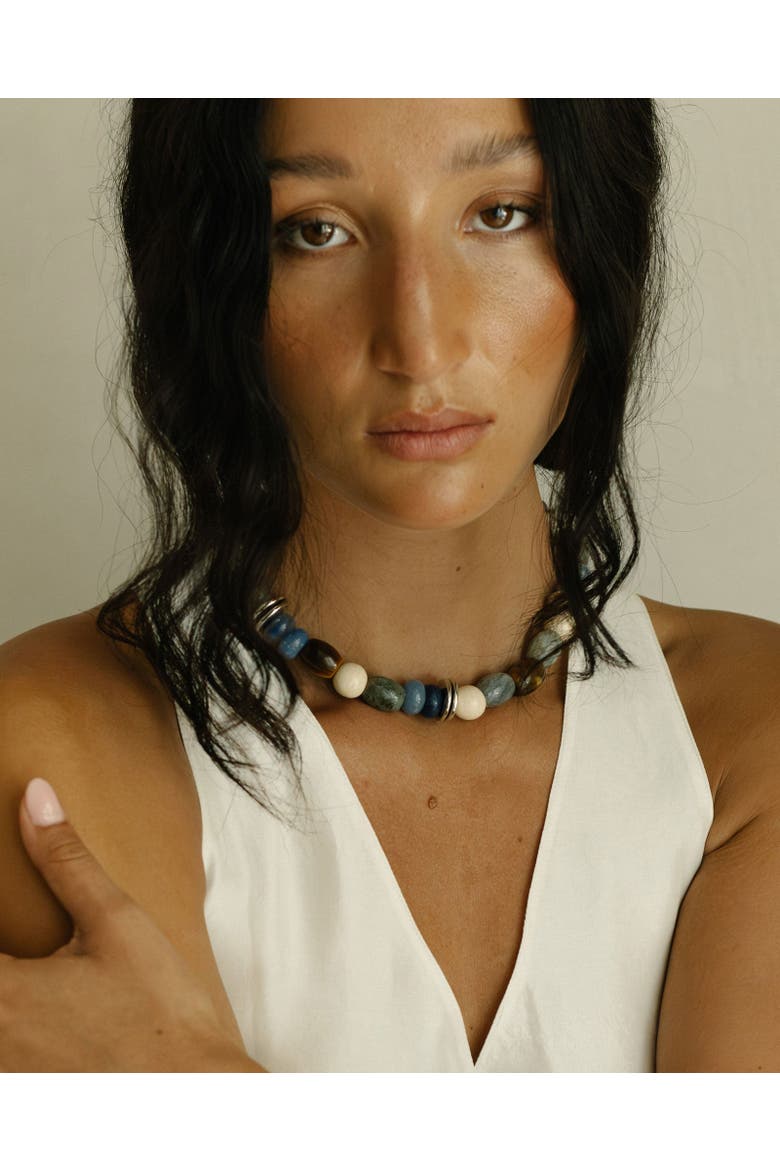 Ivory Stone Necklace, Alternate, color, Blue