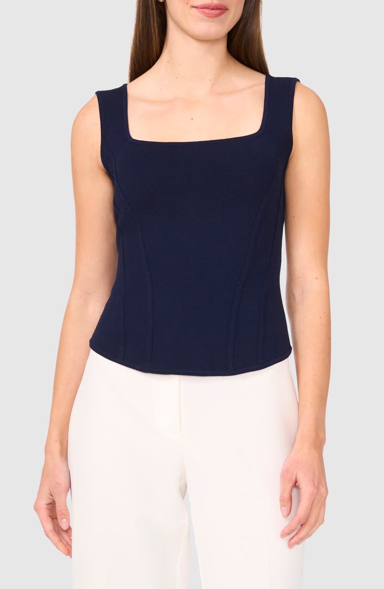 Halogen<sup>®</sup> Square Neck Corset Sweater Tank, Main, color, Classic Navy