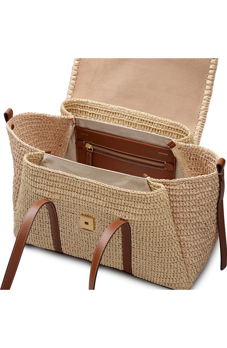Radley The Chancery - Raffia Medium Flapover Woven Shoulder Bag, Alternate, color, Natural