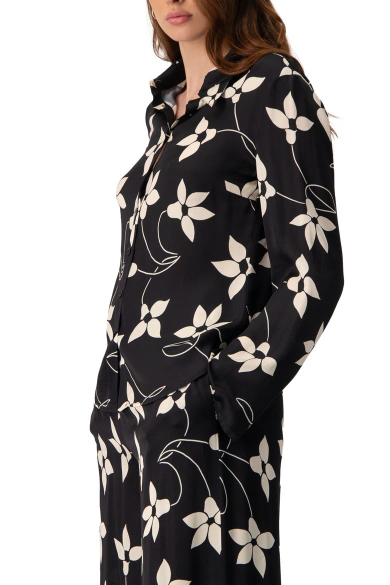 Long Sleeve Printed Shirt Blouse, Alternate, color, Black