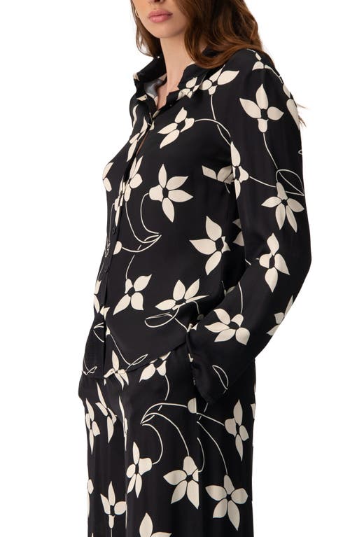 Ivonne Long Sleeve Printed Shirt Blouse In Black