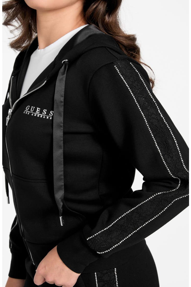 Rhinestone Embellished Zip Hoodie, Alternate, color, JET BLACK-BLACK