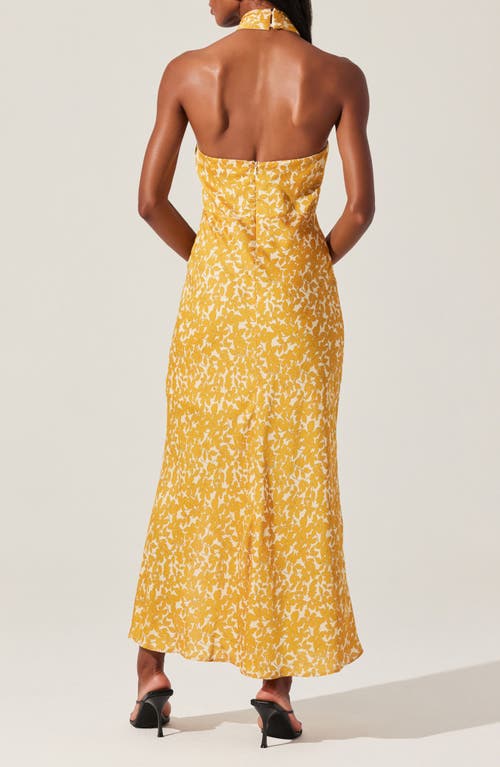 Astr The Label Marisa Floral Print Halter Dress In Marigold Floral