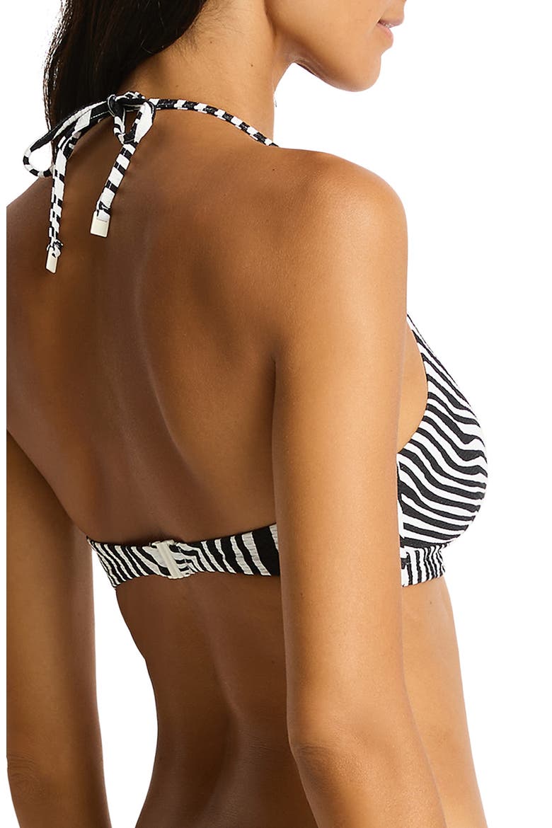 Zebralis Longline Bikini Top, Alternate, color, BLACK