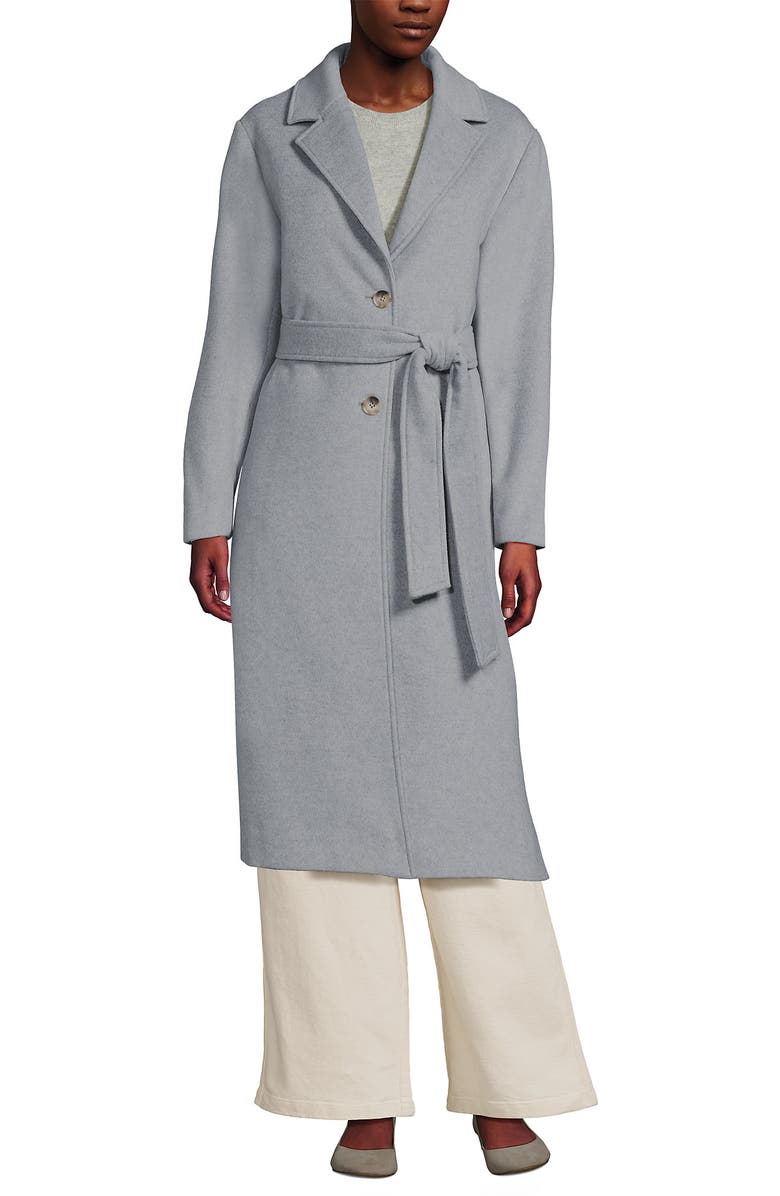 Lands
 End Wool Wrap Long Coat, Main, color, Light Gray Heather