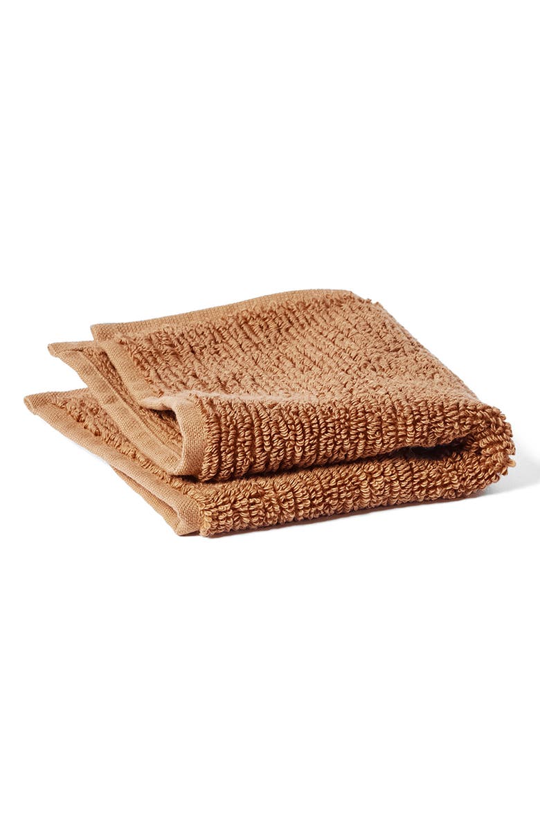 Coyuchi Temescal Organic Cotton Rib Washcloth, Main, color, Ginger