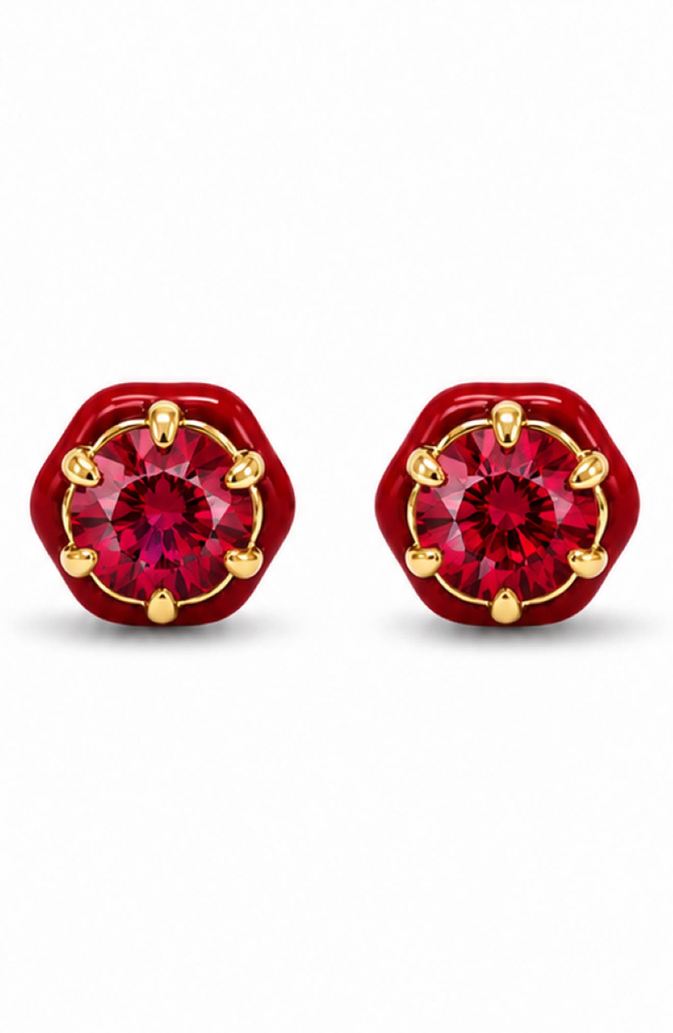 Jamie 14K Gold Plated Amethyst Enamel Halo Stud Earrings