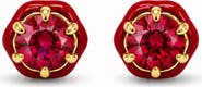 House of Frosted Jamie 14K Gold Plated Amethyst Enamel Halo Stud Earrings