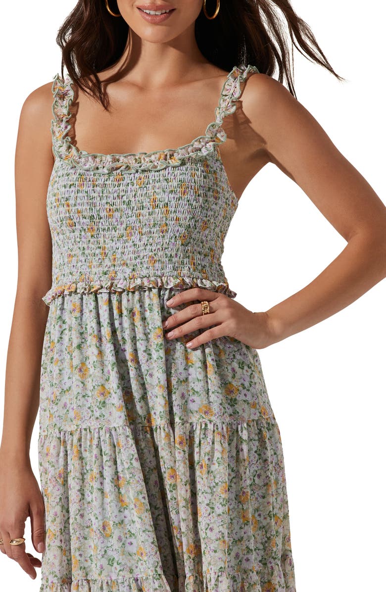 ASTR the Label Floral Smocked Tiered Midi Dress, Alternate, color,
