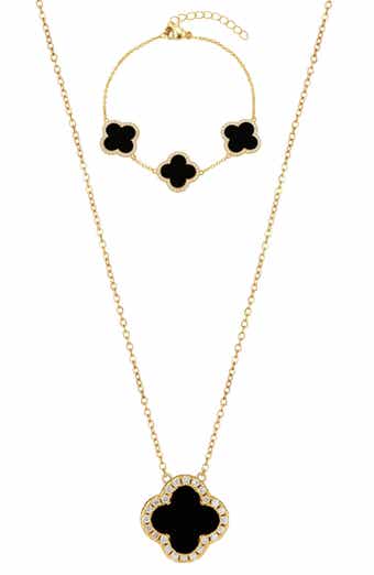 18k Gold Plated Cubic Zirconia Halo Set of 2 Necklace & Bracelet