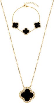 Adornia 18k Gold Plated Cubic Zirconia Halo Set of 2 Necklace & Bracelet