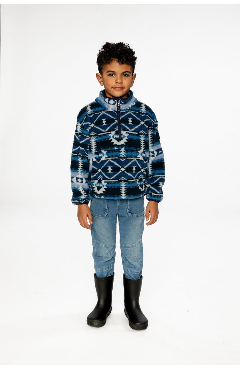 Deux par Deux Mid-Season Plush Half Zip Kangaroo Pocket Pullover Jacket, Alternate, color,