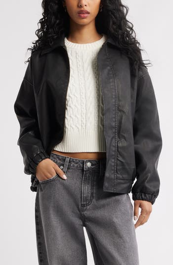ジャケット・アウター LUSTER FAKE LEATHER JACKET stein◇FAKE LEATHER CAR JACKET/L/フェイクレザー/BLK/ST.228(B