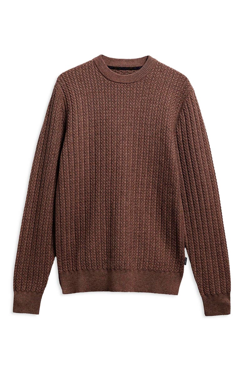 Herringbone Knit Crewneck Sweater, Alternate, color, STONE