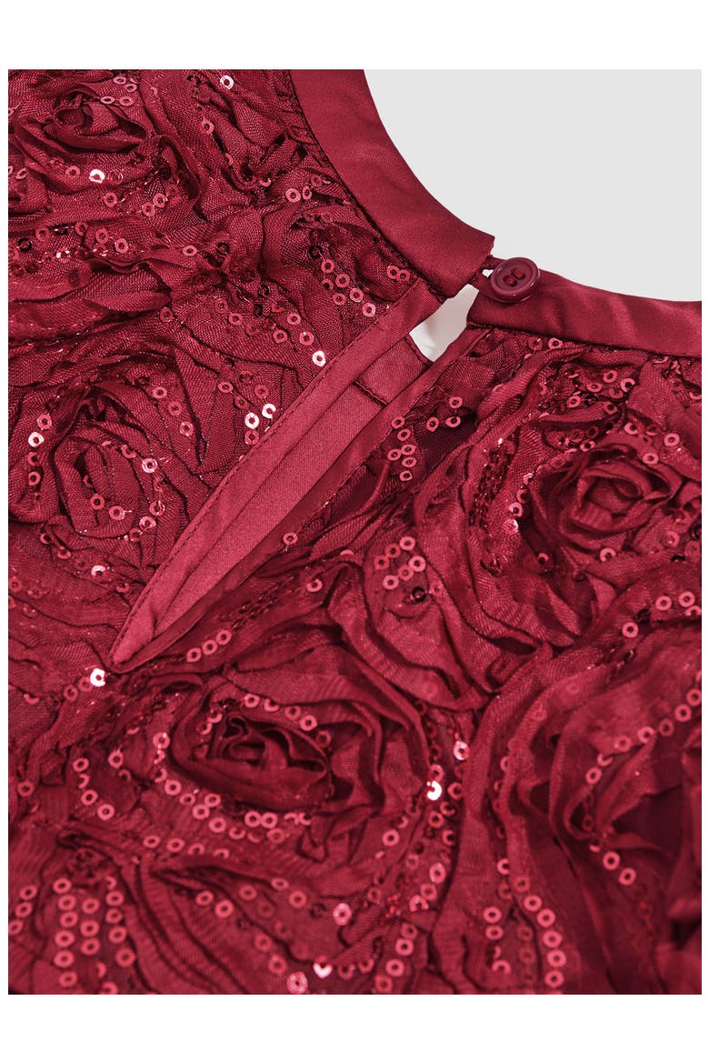 Kids' Dulcie Rosette Sequin Tiered Party Dress, Alternate, color, RED