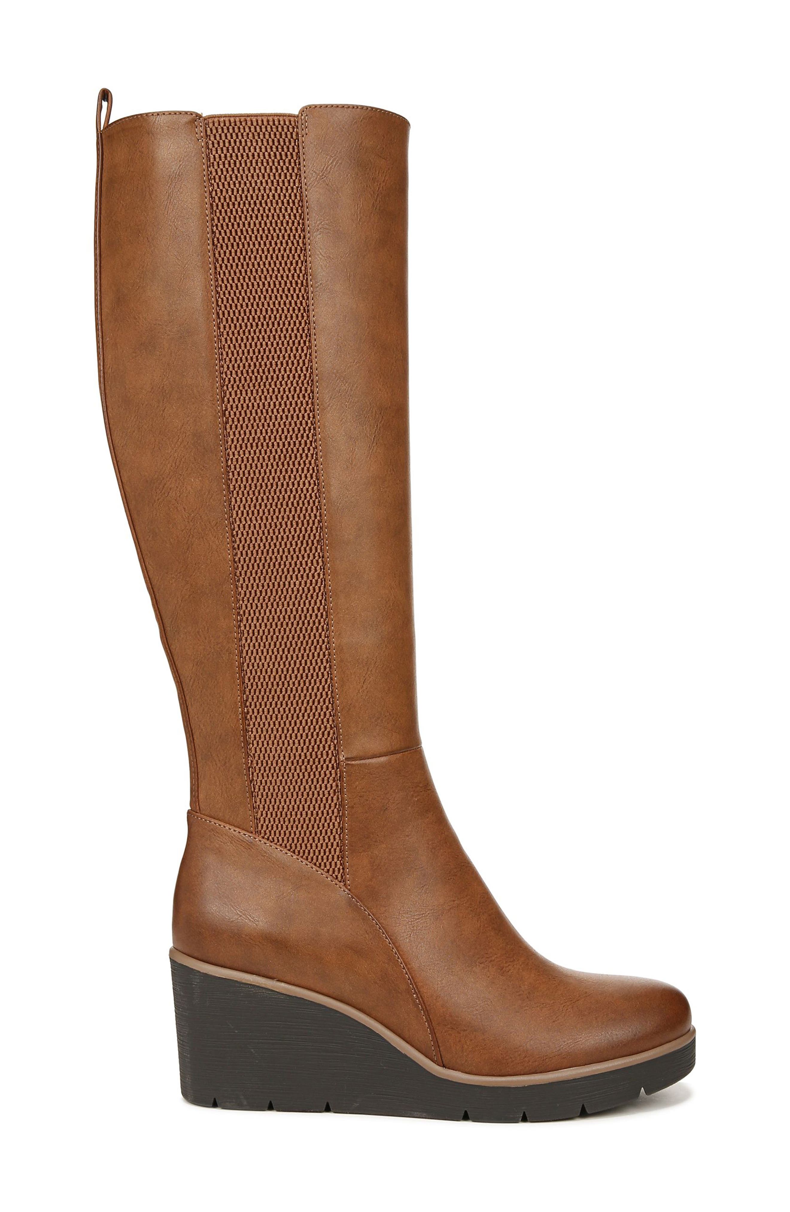 Adrian Knee High Wedge Boot, Alternate, color, TOFFEE BROWN SYNTHETIC