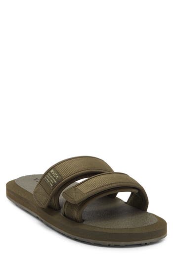 Rvca Peak Slide Sandal In Green