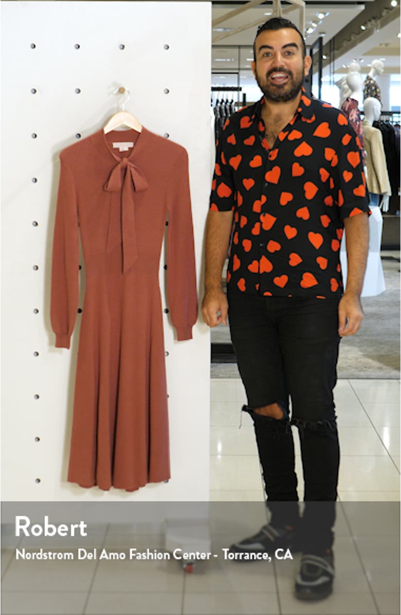 Brianna Tie Neck Long Sleeve Sweater Dress, sales video thumbnail