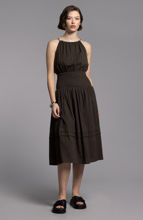 Weekend Los Angeles Felicity Smock Waist Cotton Dress In Black Brown