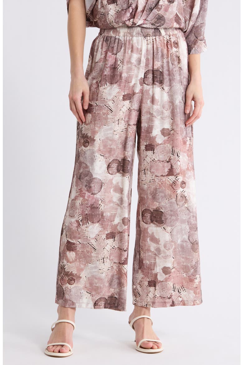 Abstract Print Pull-On Pants, Main, color, PINK