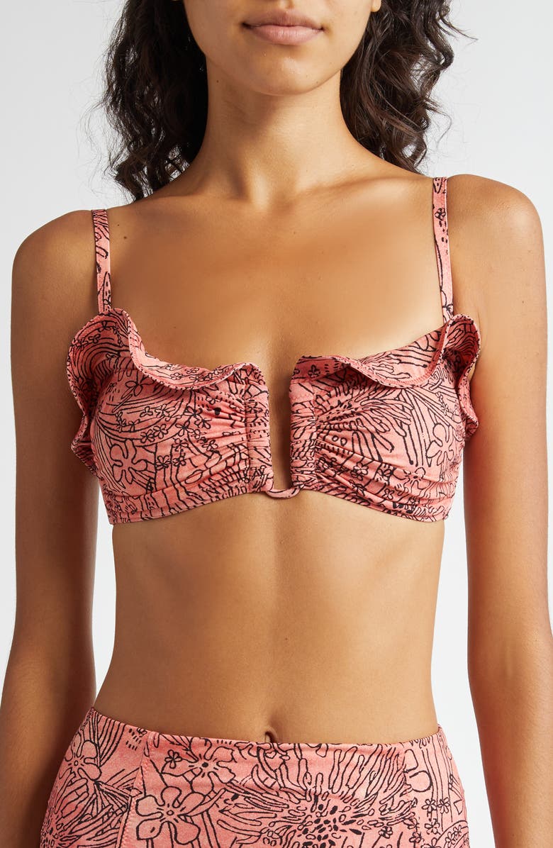 Ulla Johnson Alani Ruffle Trim Bikini Top, Main, color, 