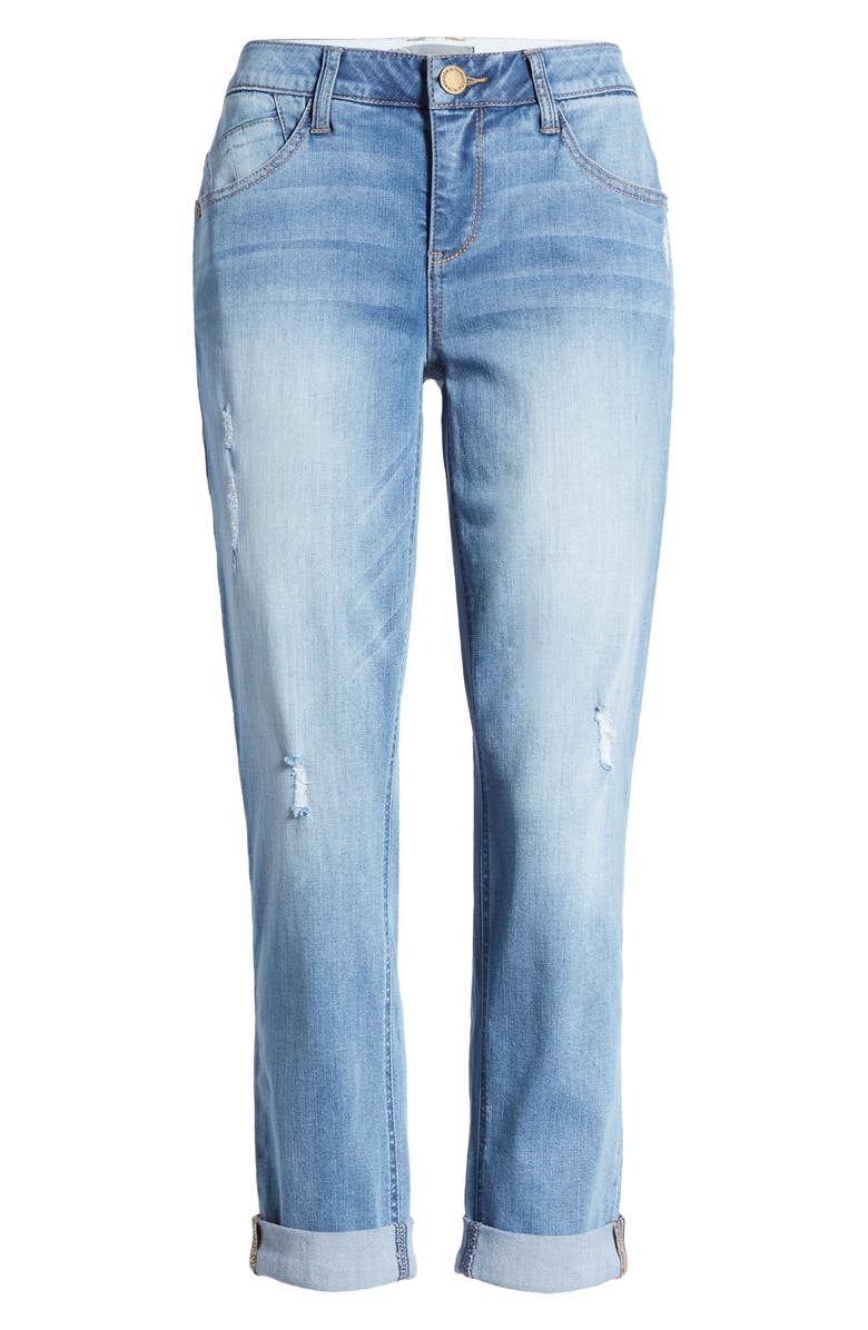 Wit & Wisdom Ripped Crop Straight Leg Jeans, Alternate, color, Light Blue