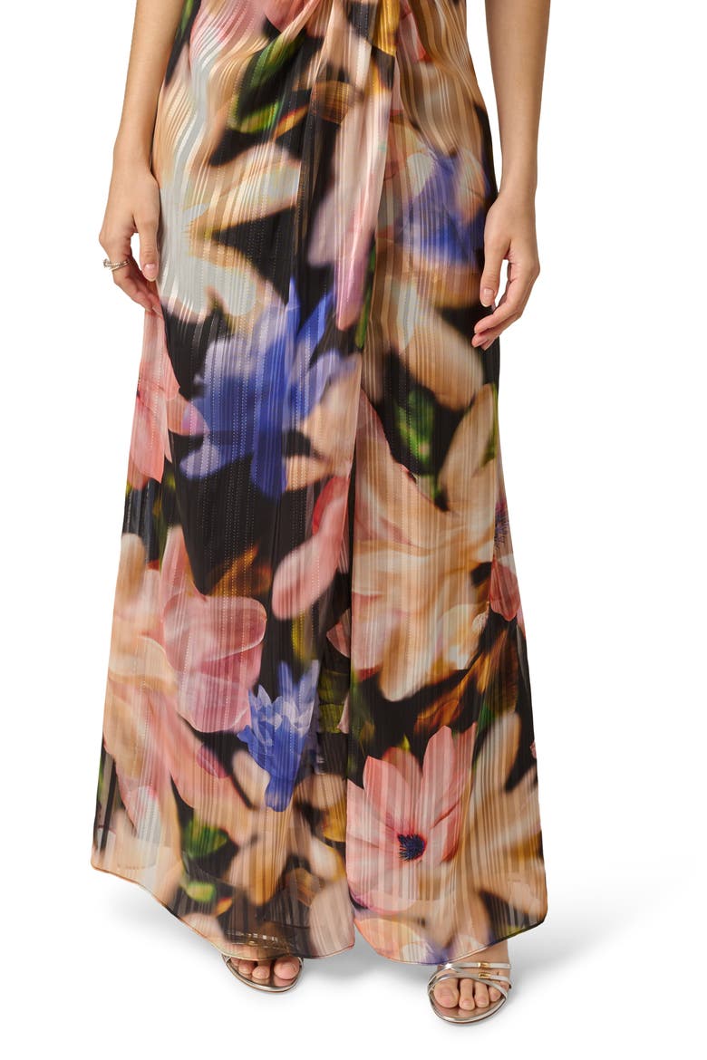 Floral Chiffon Gown, Alternate, color, BLACK MULTI
