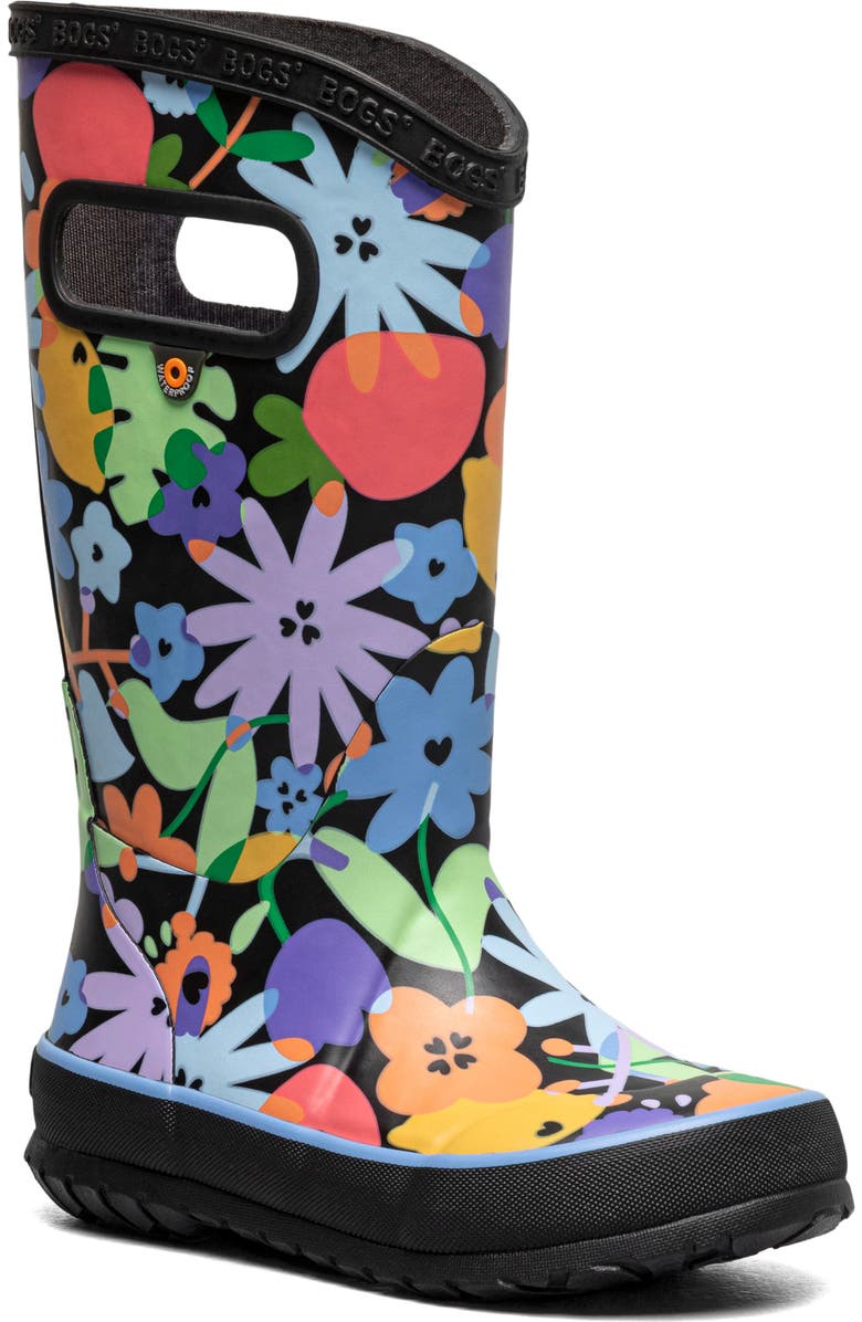 Bogs Kids' Waterproof Rain Boot, Main, color, Black Multi