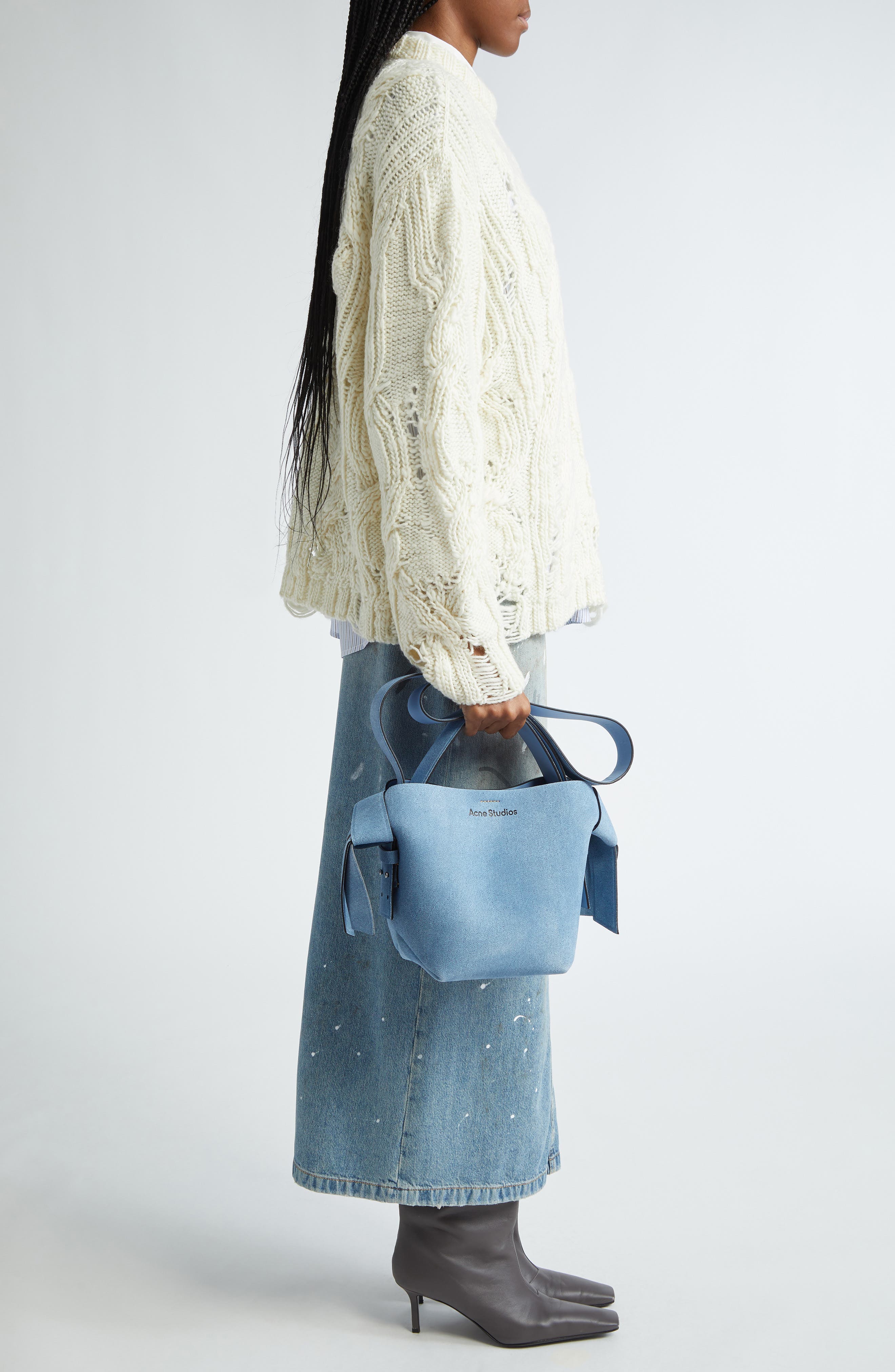 Acne Studios Mini Musubi Suede Crossbody Bucket Bag, Alternate, color, 