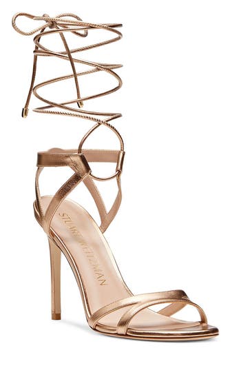 Stuart Weitzman Soiree 100 Lace-up Sandal In Animal Print