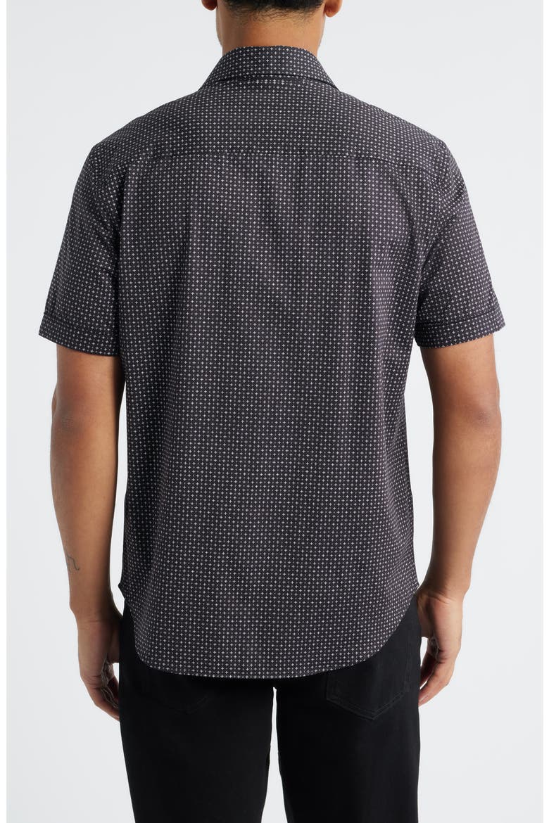 Miles OoohCotton® Print Short Sleeve Button-Up Shirt, Alternate, color, BLACK