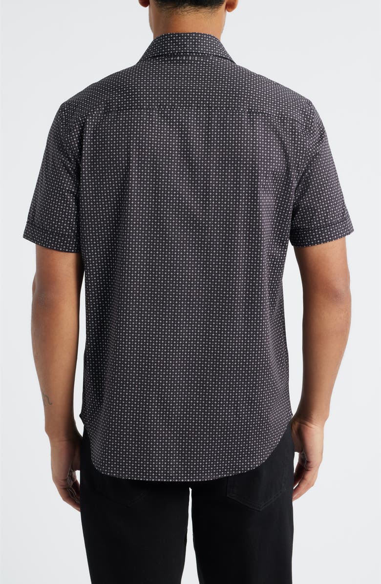 Bugatchi Miles OoohCotton<sup>®</sup> Print Short Sleeve Button-Up Shirt, Alternate, color, Black