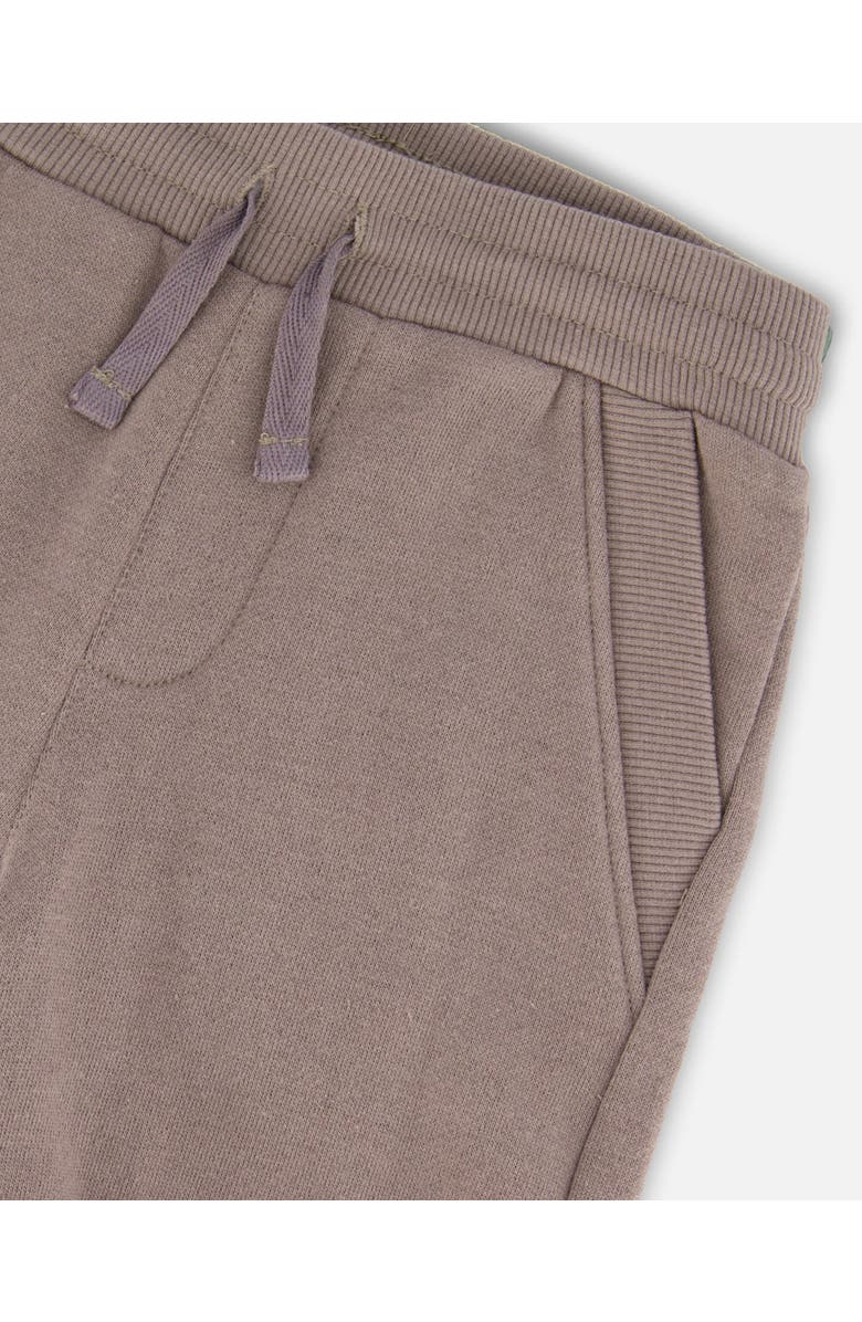 Deux par Deux Elastic Waistband Slant Pockets French Terry Shorts, Alternate, color, Taupe