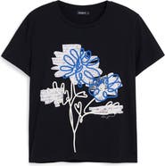 Desigual Floral Crewneck Cotton Graphic T-Shirt