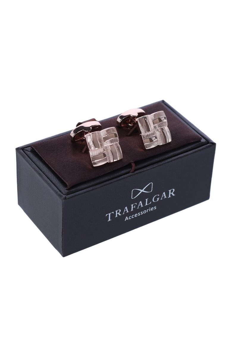 Trafalgar Clayton Square Detailed Rose Gold Cufflinks, Alternate, color, Rose Gold