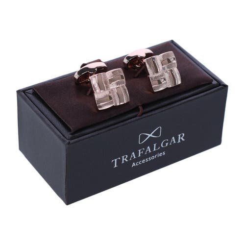 Trafalgar Clayton Square Detailed Rose Gold Cufflinks In Rose Gold