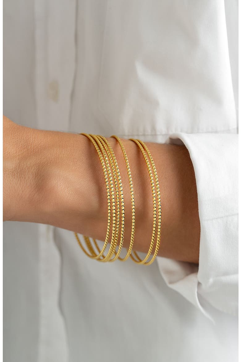 Set of 7 Bangle Bracelets, Alternate, color, GOLD