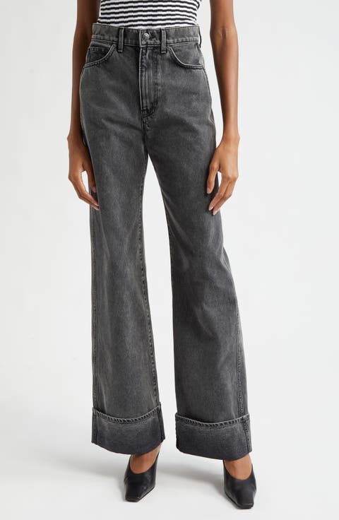 Taylor High Waist Wide Leg Jeans (Stone Washed Onyx)