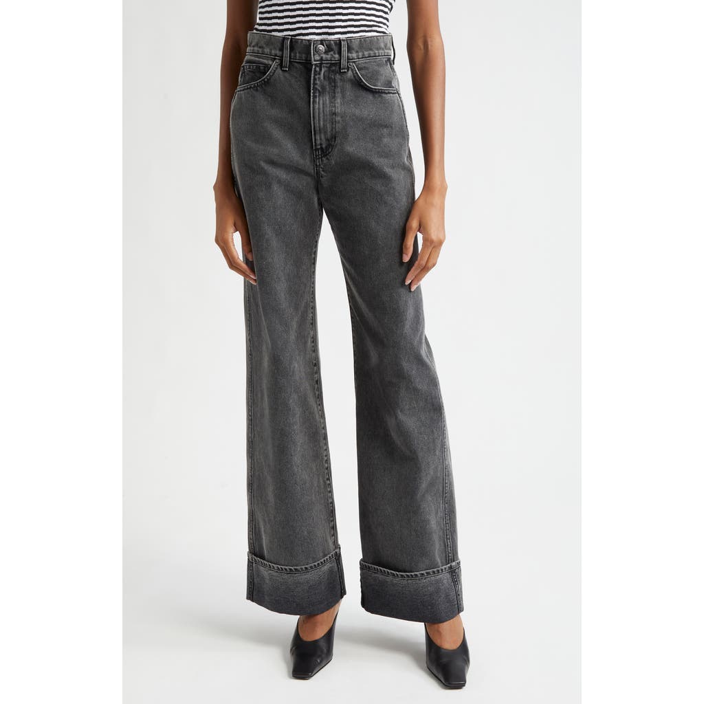 Veronica Beard Taylor High Waist Wide Leg Jeans In Stoned Washed Onyx