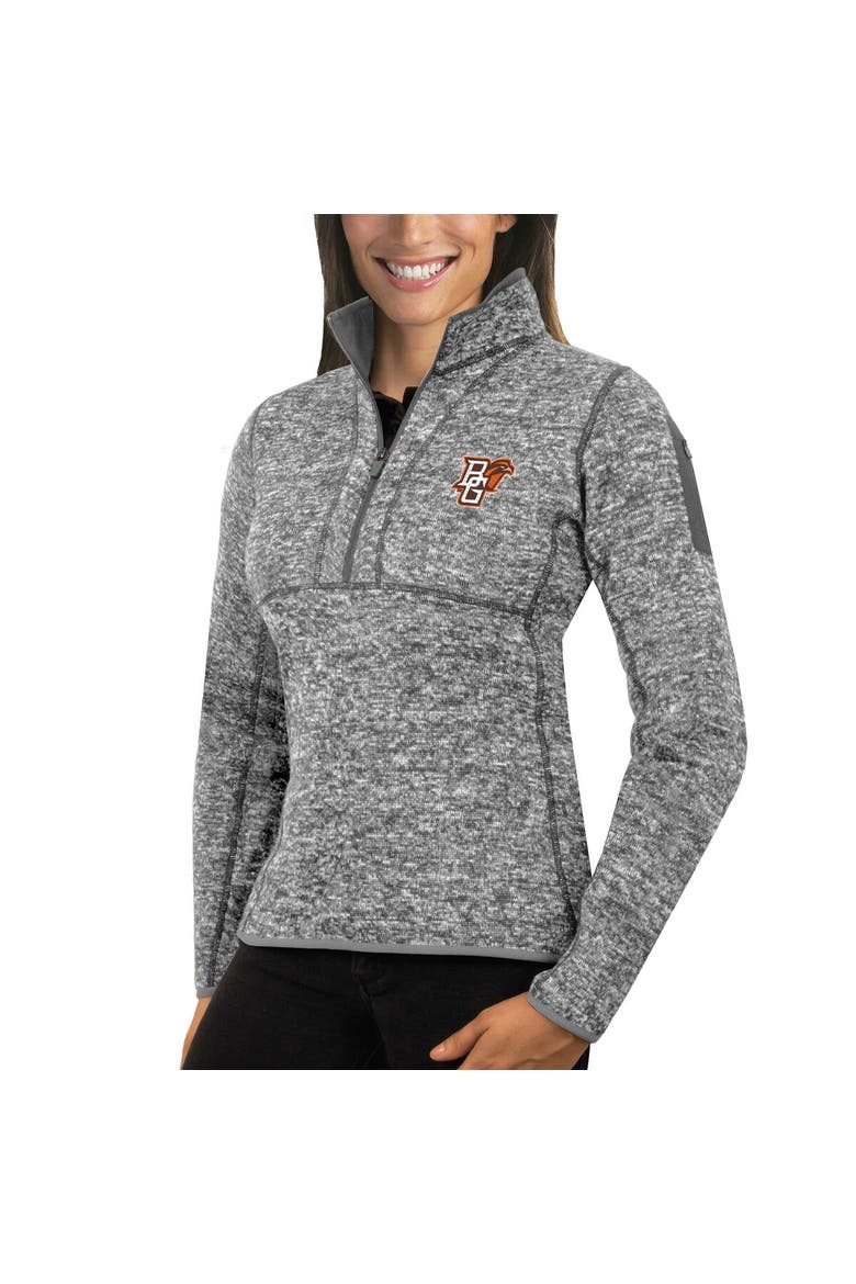 Women's Antigua Gray Bowling Green St. Falcons Fortune 1/2-Zip Pullover Sweater, Main, color, Gray
