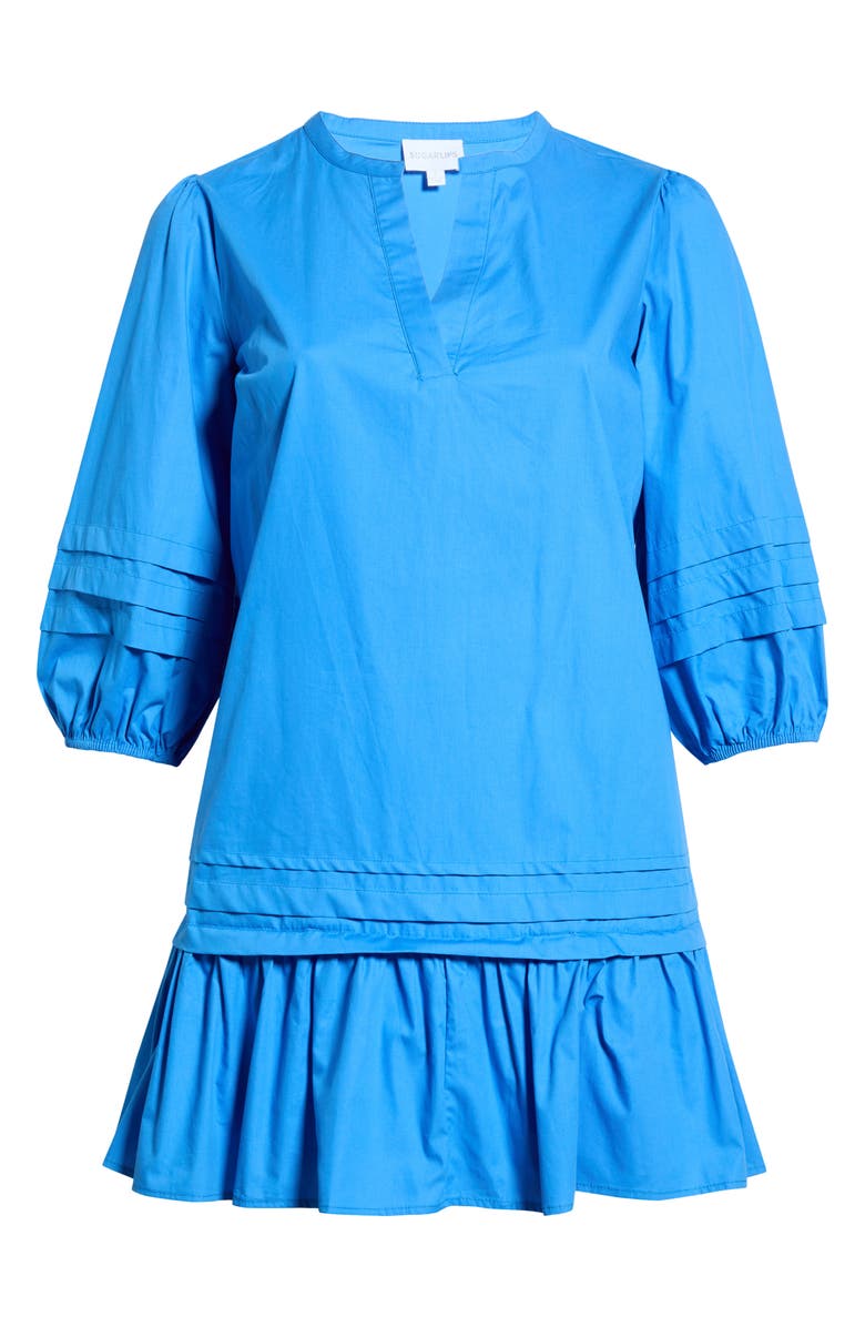 SUGARLIPS Velma Ruffle Cotton Shift Dress, Alternate, color, Cobalt
