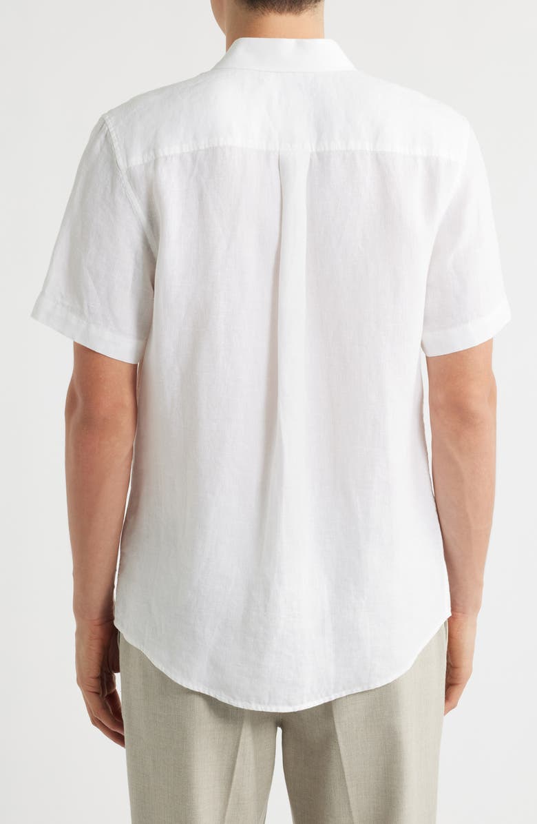 Nordstrom Solid Short Sleeve Linen Button-Up Shirt, Alternate, color, White